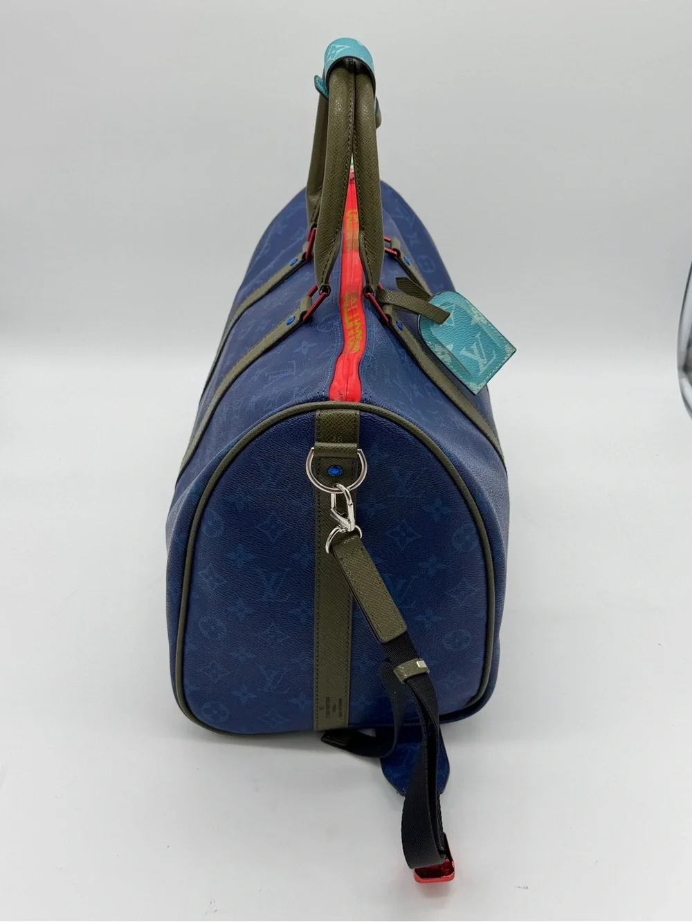 Louis Vuitton Blue Taigarama Monogram Keepall Bandouliere 50